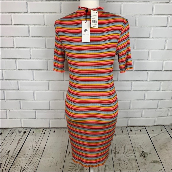 🔥SOCIALITE🔥STRIPED MOCK-NECK BODYCON DRESS XL NWT - Picture 5 of 5